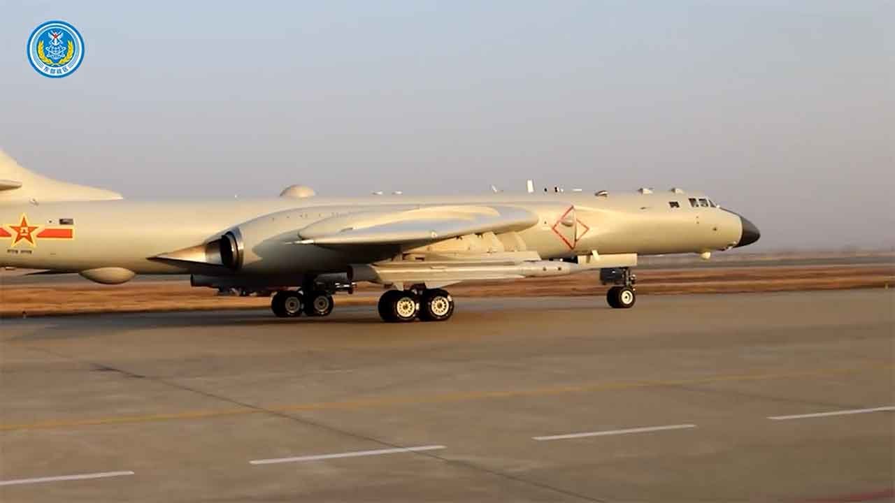 PLA shows H-6 bombers armed with YJ-12 anti-ship missiles during military maneuvers around Taiwan
