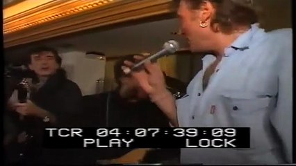 1989 – Johnny Hallyday : le 17 décembre, au festival du film rock à Val d’Isère avec Vincent Palmer et Pierre Richard (Rushs)