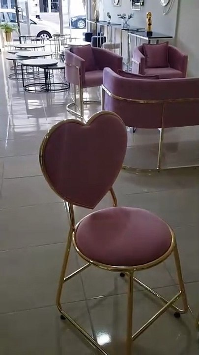 💖Heart Shape Chair Design | Golden Frame Pink Chair | Modern Steel Furniture Ideas #shorts #steel #chair #heartshape