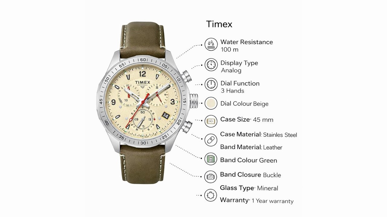 Timex Vector Leather Beige Round Dial Quartz Analog Men Watch