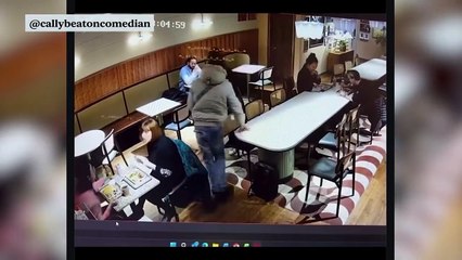 Moment comedian's bag stolen by brazen thieves in London restaurant