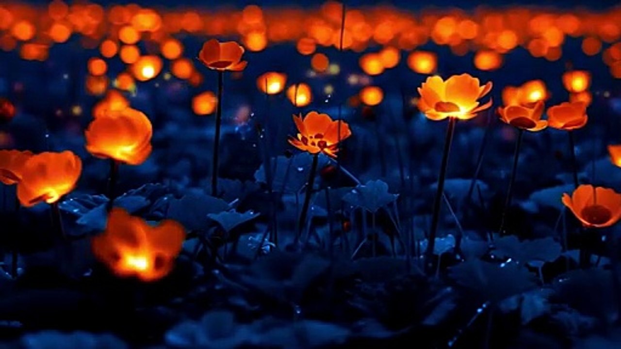 Le violon et la guitare font danser les fleurs de nuit 4K