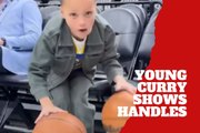 Canon Curry flashes his dad’s dribbling skills at a Warriors game