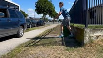 Jumping challenge takes a hilarious turn when man tries leaping from four-wheeler roof to top of a bus
