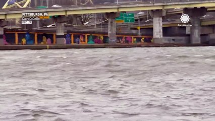 Wind gusts create rare reverse-flow illusion on Allegheny River