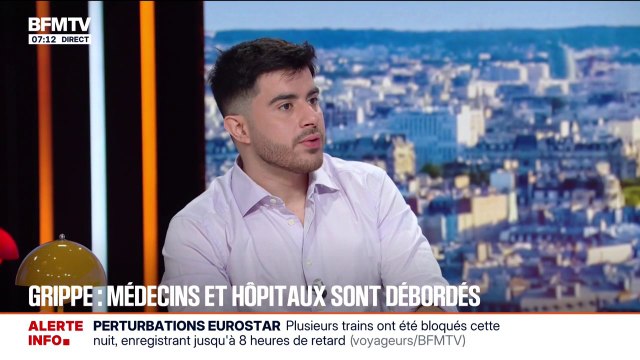 On a des patients de 90 ans qui passent soixante heures dans des brancards : Aurel Guedj, médecin urgentiste, dénonce le manque de places d'hospitalisation face à l'épidémie de grippe