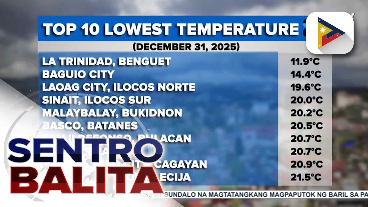 11.9°C naitala sa La Trinidad, Benguet ayon sa PAGASA; shear line at easterlies, maaaring magpaulan sa unang araw ng 2026 sa ilang lugar sa bansa