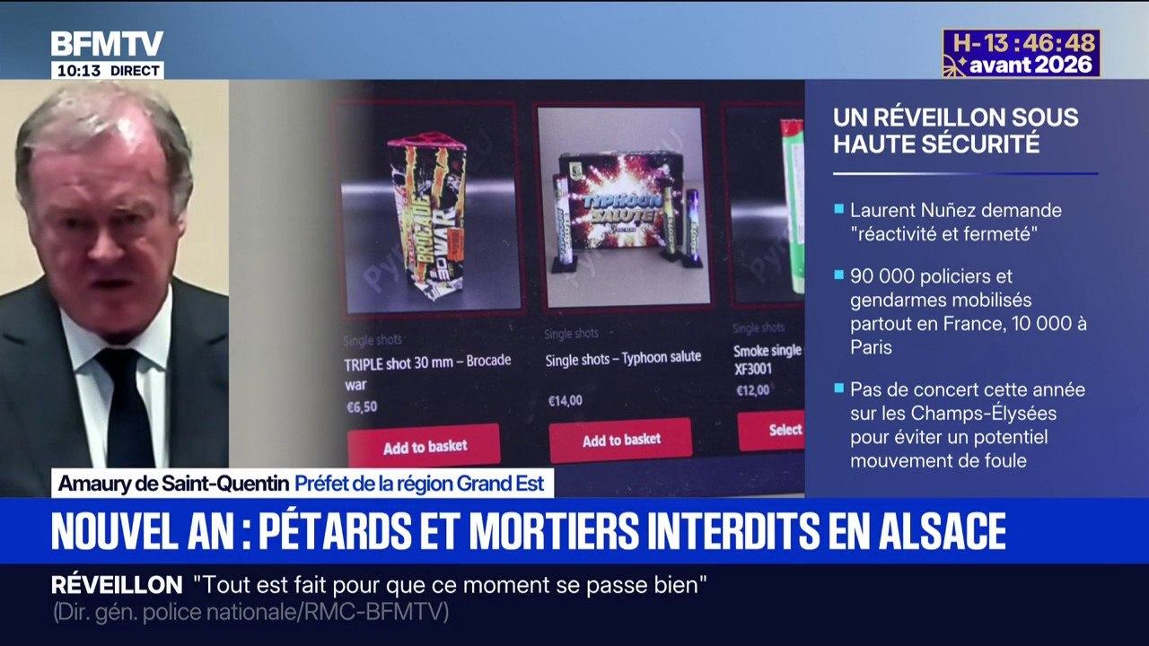 Nouvel an: le préfet de la région Grand Est rappelle que "l'achat, la vente et l'utilisation des engins pyrotechniques et mortiers", sont interdits jusqu'au 3 janvier dans le Bas-Rhin