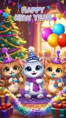 Happy new year|2026|cute cat celebrating happy new year|
