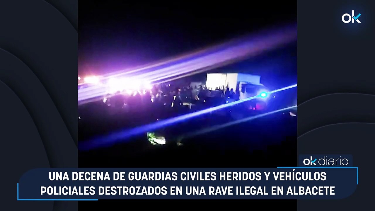 Una decena de guardias civiles heridos y vehículos policiales destrozados en una rave ilegal en Albacete
