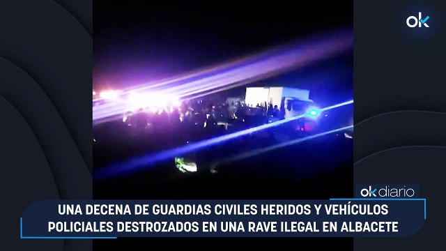 Una decena de guardias civiles heridos y vehículos policiales destrozados en una rave ilegal en Albacete