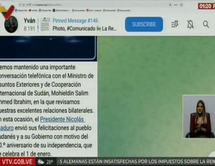 Yván Gil: Venezuela felicita a Sudán por sus 70 años de independencia