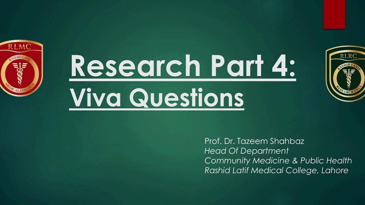Research Viva Questions Part 4 4th year MBBS