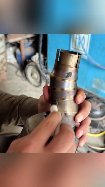 Motorcycle Broken Exhaust Muffler Weld & Repair with TIG Welding