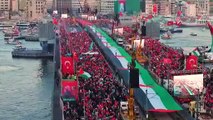 Galata Köprüsü'nde Filistin yürüyüşüne 520 bin kişi katıldı; Bilal Erdoğan'dan açıklama