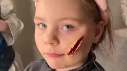 Little girl rocks an eerie Halloween look that matches the season’s spooky energy