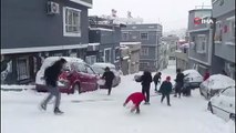 Gaziantep'te çocukların kar keyfi