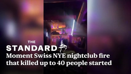 Moment Swiss NYE nightclub fire  that killed up to 40 people started
