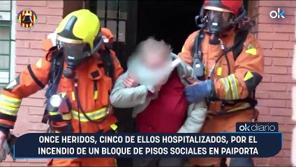 Once heridos, cinco de ellos hospitalizados, por el incendio de un bloque de pisos sociales en Paiporta
