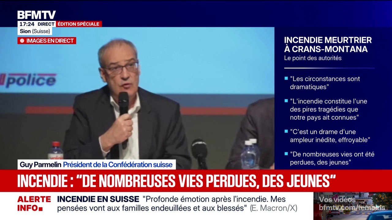 Incendie mortel en Suisse: "Je tiens à saluer l'action remarquable des services de secours", dit Guy Parmelin, président de la Confédération suisse
