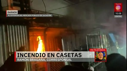 Fuego arrasa con casetas del mercado '5 de Septiembre' en Juchitán