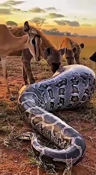 What_will_the_hyena_find_inside_the_python’s_belly__🐍🦴🦊❓_하이에나는_비단뱀의_배_속에서_무엇을_발견할까__#hyena_#python(360p)