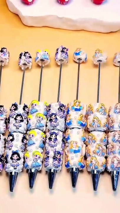 Beadable Clay Pens with Mini Classic Princess Series and AB Rhinestones