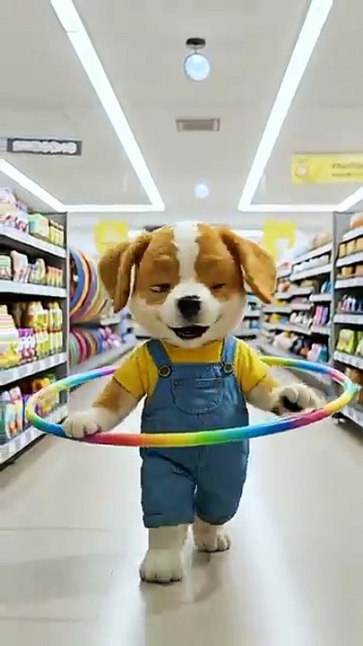 Cute Baby Puppy Buys a Hula Hoop 🎉🐶 Fun Cartoon with Panda