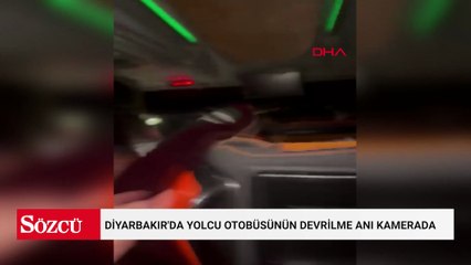 Diyarbakır'da yolcu otobüsünün devrilme anı kamerada: 4 yaralı