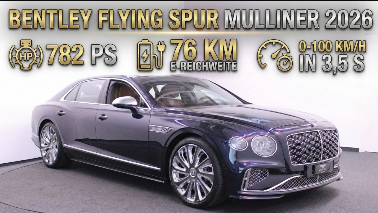 Exklusiver Blick: Bentley Flying Spur Mulliner 2026 mit 26 kWh-Akku