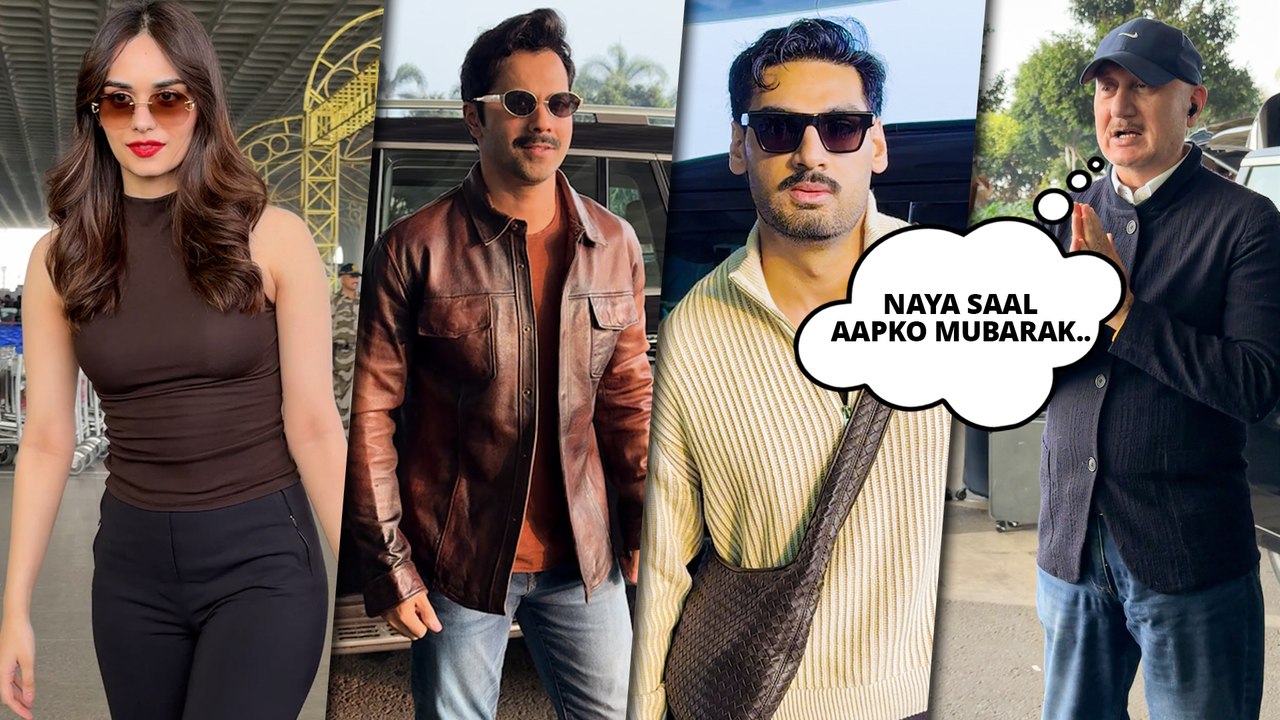 Bollywood Celebrity Airport Spotting: Manushi Chhillar, Anupam Kher, Varun Dhawan & Ahan Shetty