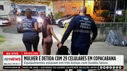 Mulher grávida é detida com 29 celulares no Réveillon de Copacabana