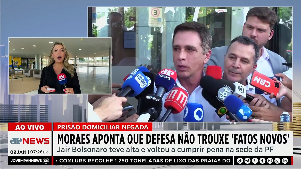 Moraes aponta que defesa de Bolsonaro não trouxe “fatos novos” sobre prisão domiciliar