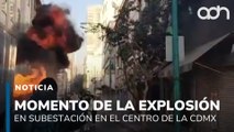 Captan el momento exacto de la explosión en subestación eléctrica debido al sismo de hoy