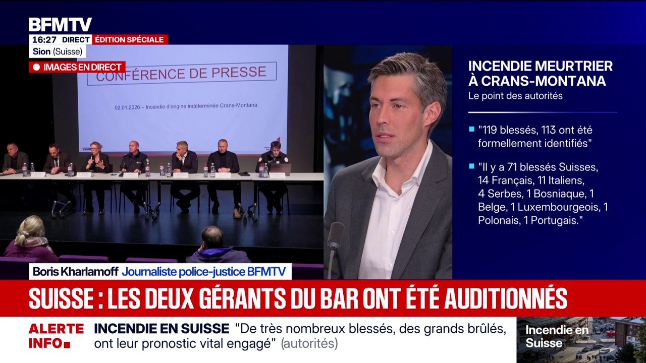 Incendie en Suisse à Crans-Montana: les deux gérants du bar ont été auditionnés