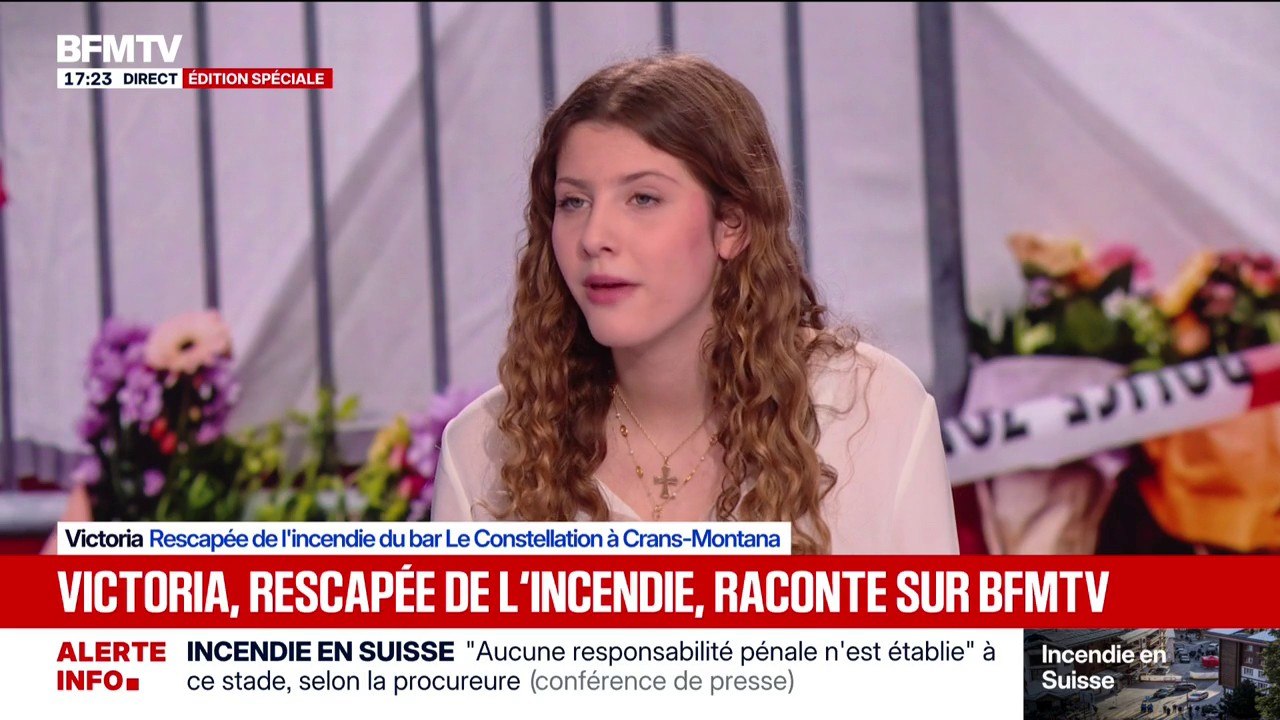 "J'ai vu un homme en feu [...] c'était apocalyptique": Victoria, rescapée de l'incendie en Suisse, raconte le soir du drame sur BFMTV