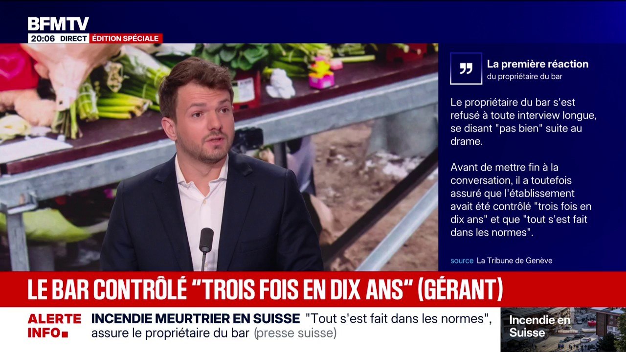 Incendie à Crans-Montana: le bar avait été contrôlé "trois fois en dix ans", selon le propriétaire du bar (presse suisse)