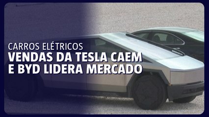Vendas da Tesla caem e chinesa BYD lidera mercado de carros elétricos