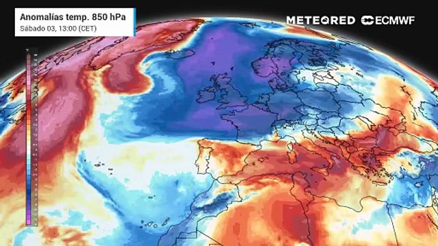Anomalías de temperatura previstas por el modelo europeo a unos 1400 metros para los próximos días