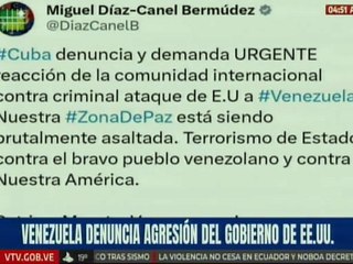 Cuba demanda reacción de la Comunidad Internacional contra criminal ataque de EE. UU.