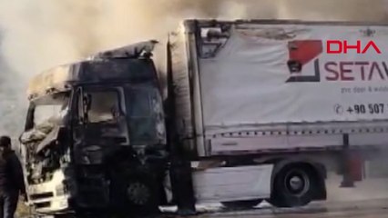 Cilvegözü'nde park halindeki TIR yandı