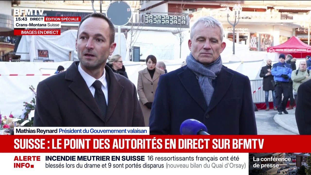 Crans-Montana: "Face à un tel drame, à aucun moment nous ne nous sommes sentis seuls", déclare Mathias Reynard, président du Gouvernement valaisan