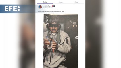 Trump publica una foto de Maduro esposado y con los ojos tapados a bordo de buque de EEUU