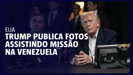 Trump publica fotos em que aparece assistindo missão na Venezuela