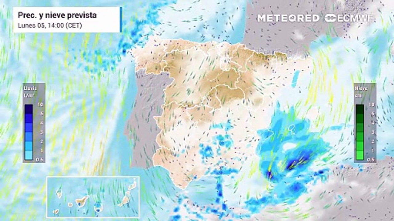 La lluvia y la nieve se desplazan al Mediterráneo
