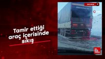 Erzurum'da tamir ettiği araç içerisinde sıkıştı