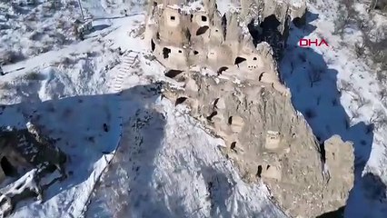 Kapadokya'nın giriş kapısında büyüleyici kış manzarası