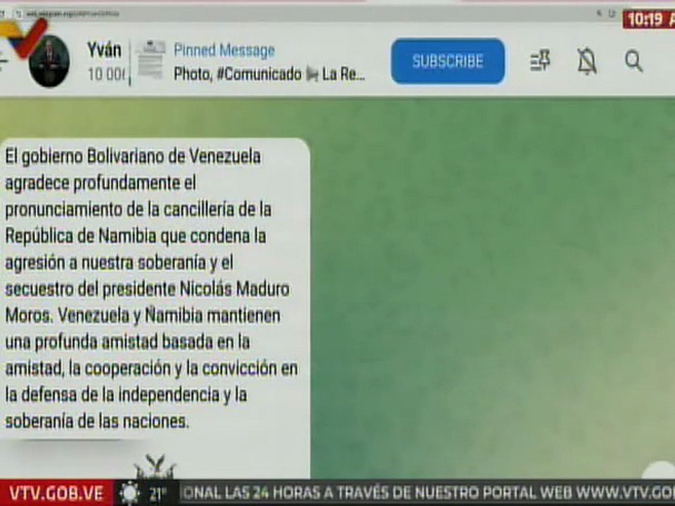 Namibia condena agresión imperial contra Venezuela y el secuestro del presidente Nicolás Maduro