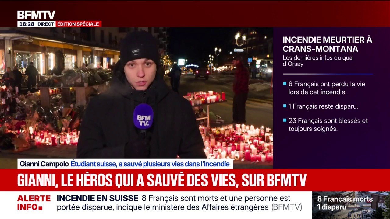 "Je suis fier d'avoir pu sauver des vies": Gianni, étudiant suisse, a sauvé plusieurs vies dans l'incendie à Crans-Montana. Il témoigne sur BFMTV