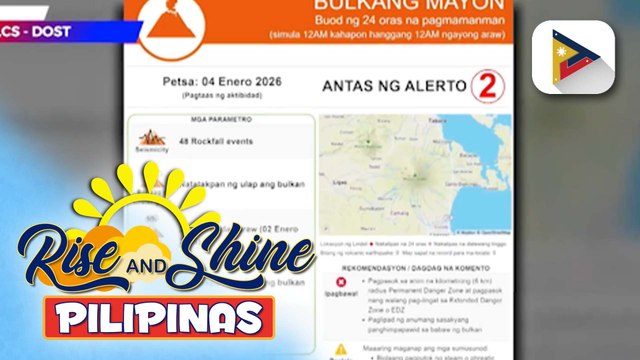 48 rockfall events, naitala sa Bulkang Mayon; pagbuga ng abo, naitala naman sa Bulkang Kanlaon